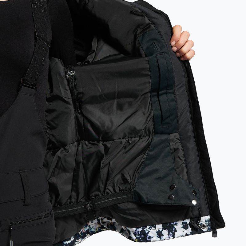 Women's snowboard jacket ROXY Jetty Block 2021 true black black flowers 12
