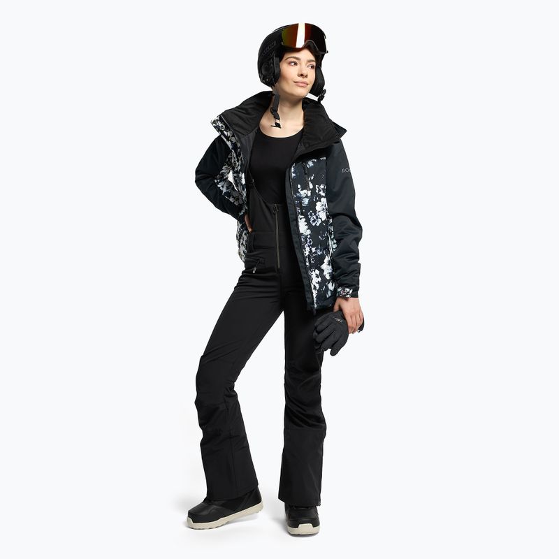 Women's snowboard jacket ROXY Jetty Block 2021 true black black flowers 2