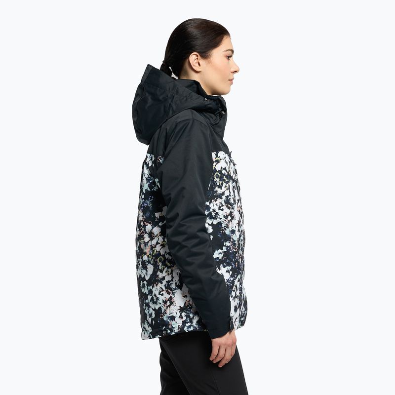 Women's snowboard jacket ROXY Jetty Block 2021 true black black flowers 3