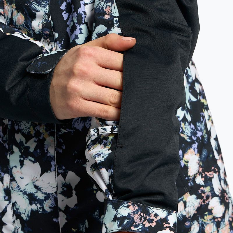 Women's snowboard jacket ROXY Jetty Block 2021 true black black flowers 8