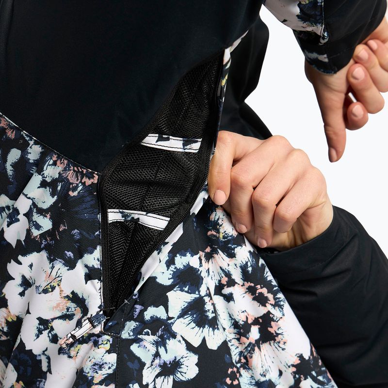 Women's snowboard jacket ROXY Jetty Block 2021 true black black flowers 9