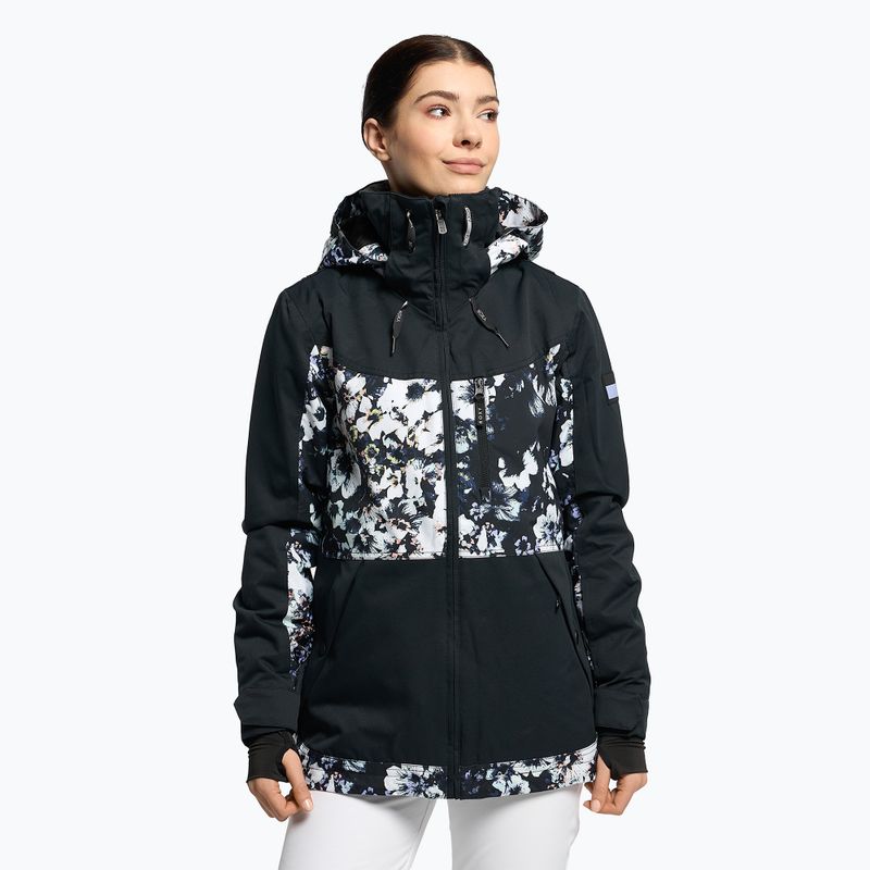 Women's snowboard jacket ROXY Presence Parka 2021 true black black flowers