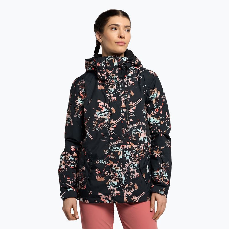 Women's snowboard jacket ROXY Jetty 2021 true black tropical cyanotype