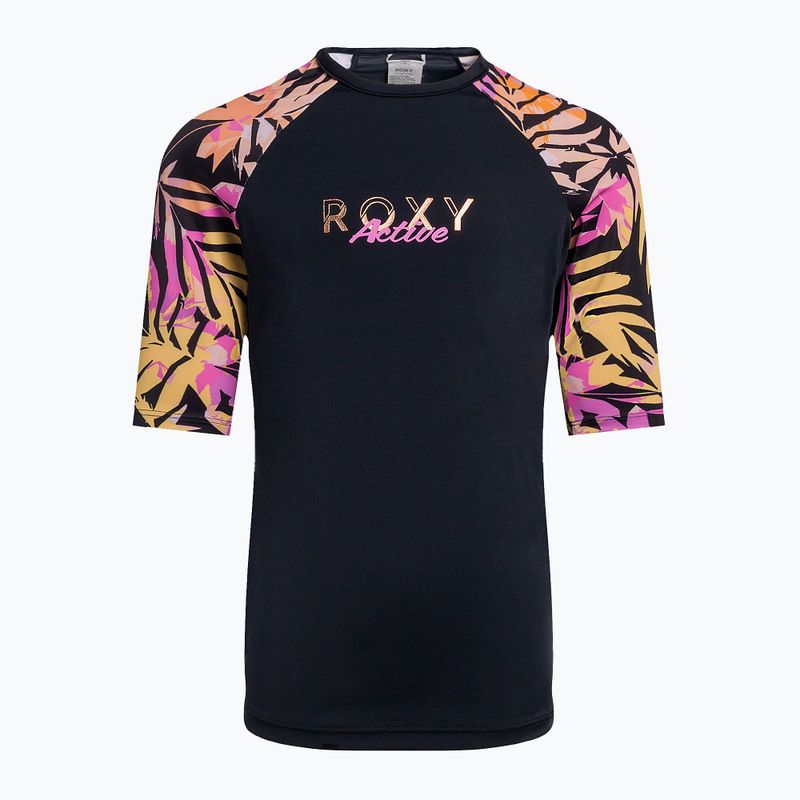 Children's swimming T-shirt ROXY Active Joy Lycra 2021 anthracite zebra jungle girl