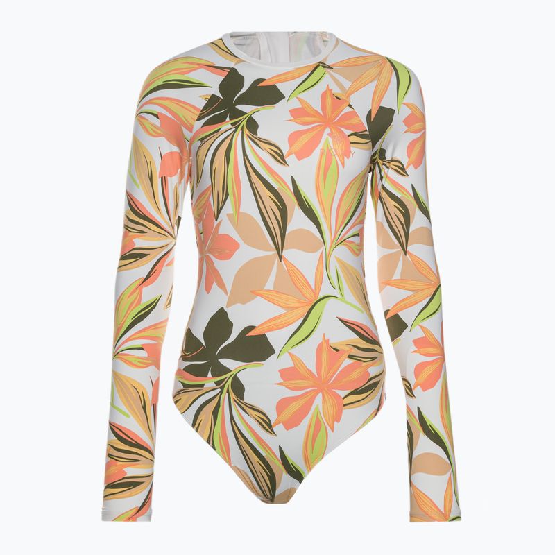 Ladies' one-piece swimsuit ROXY Print Mix Solid 2021 bright white subtly salty flat