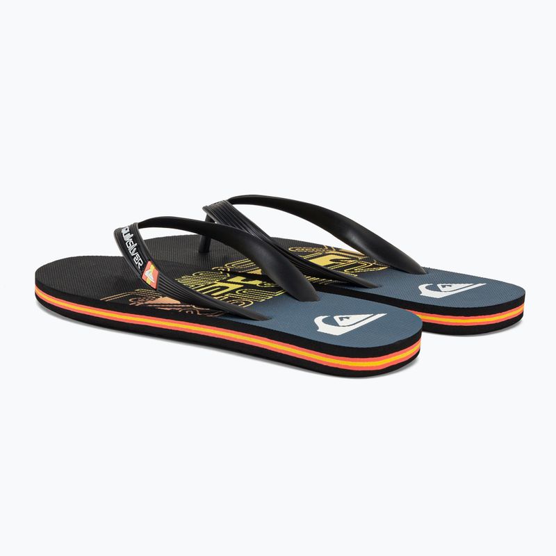 Quiksilver men's Molokai Wordblock flip flops black and blue AQYL101287 3