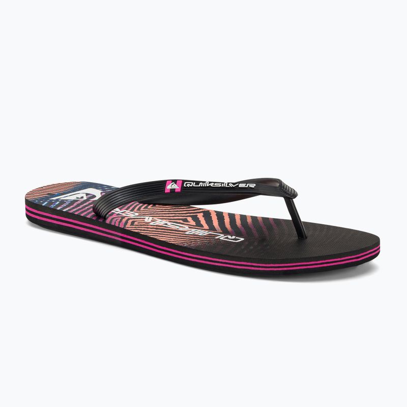 Quiksilver men's Molokai Wordblock flip flops black and pink AQYL101287