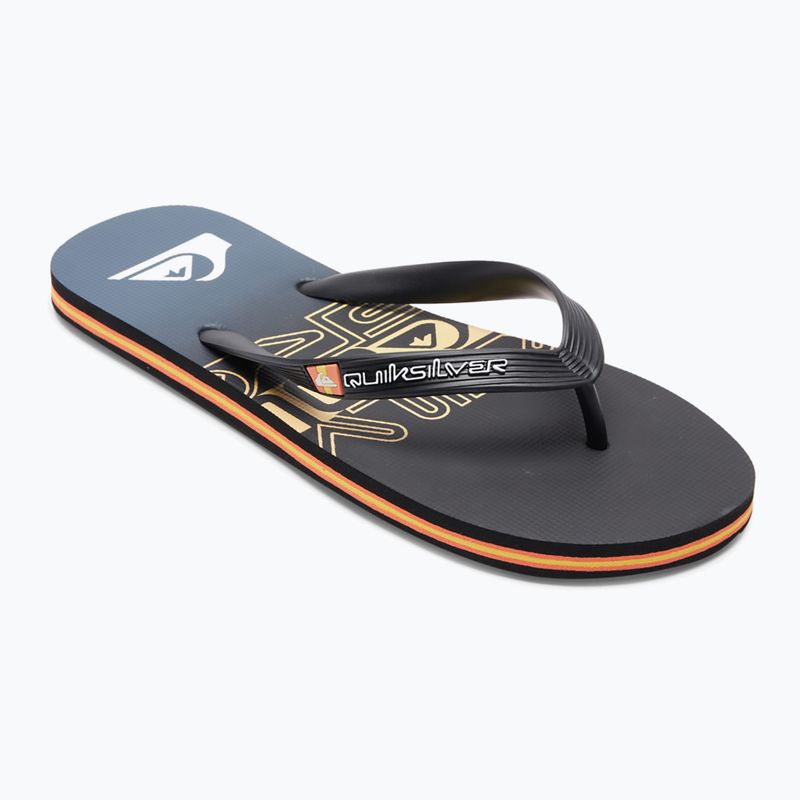 Quiksilver men's Molokai Wordblock flip flops black and blue AQYL101287 9