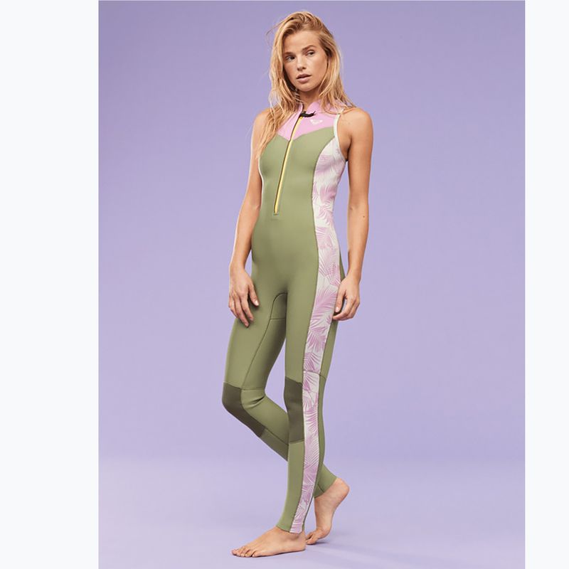 Women's ROXY 1.5 mm Long John palmed out light gray swim wetsuit 9