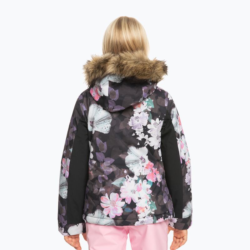 Children's snowboard jacket ROXY Jet Ski Girl true black blurry flower 3