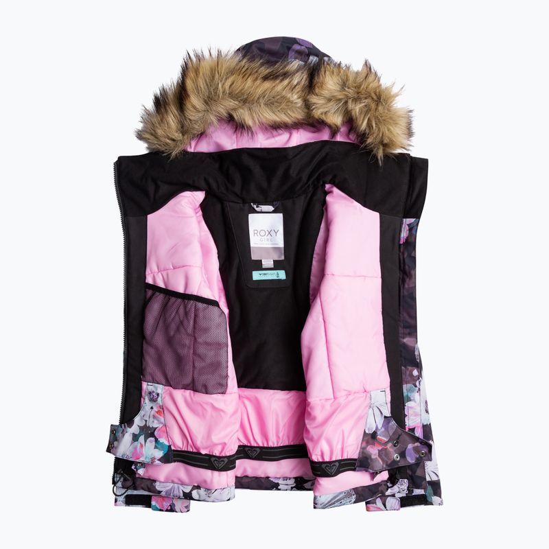 Children's snowboard jacket ROXY Jet Ski Girl true black blurry flower 9