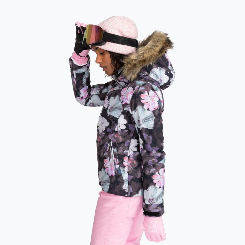 Women's snowboard jacket ROXY Jet Ski true black blurry flower 2