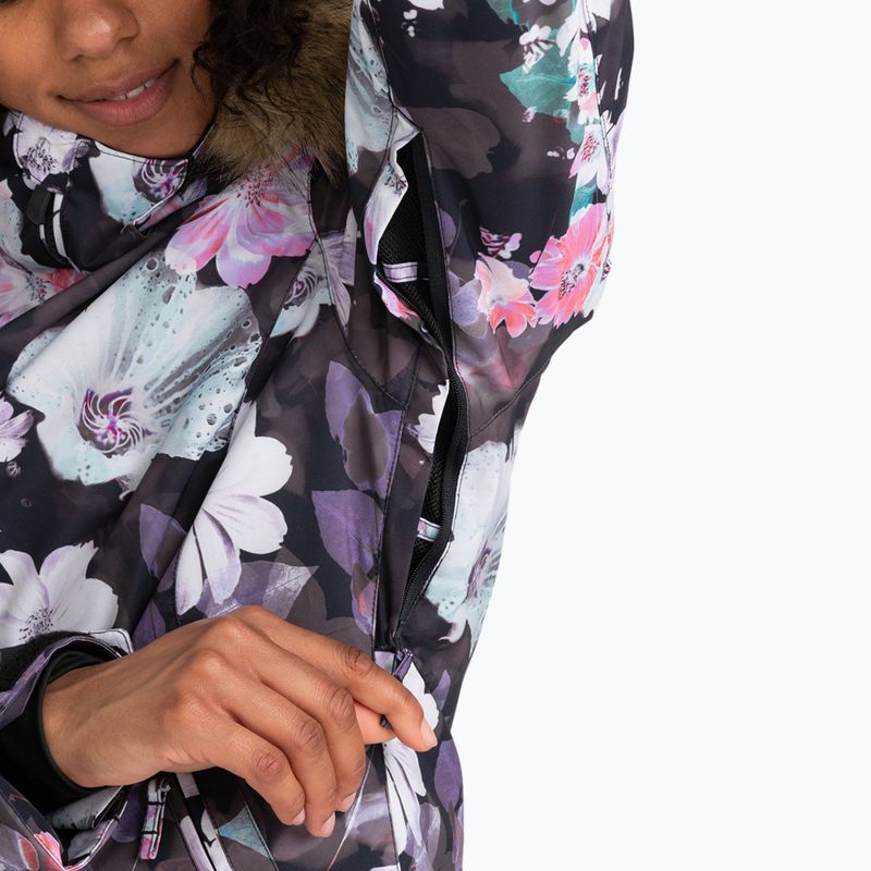 Women's snowboard jacket ROXY Jet Ski true black blurry flower 5