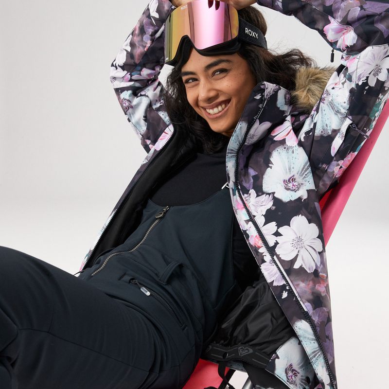 Women's snowboard jacket ROXY Jet Ski true black blurry flower 14