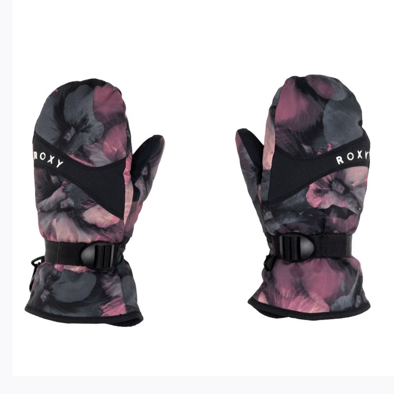 Children's snowboard gloves ROXY Jetty Mitt Girl true black pansy rg 3