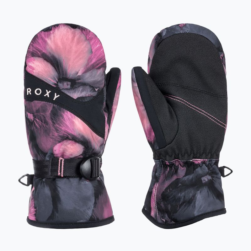 Children's snowboard gloves ROXY Jetty Mitt Girl true black pansy rg 5