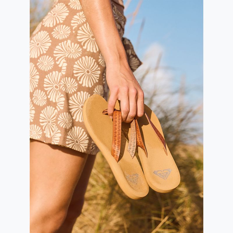 Women's ROXY Porto Motif flip flops tan 11