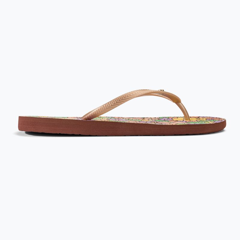 Women's ROXY Bermuda Print flip flops brown combo 2