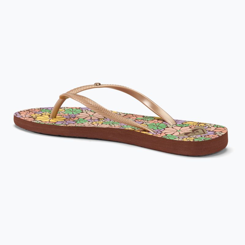 Women's ROXY Bermuda Print flip flops brown combo 3
