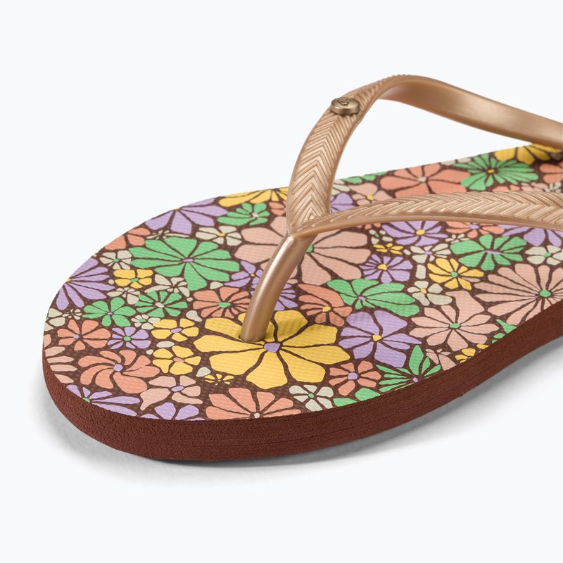 Women's ROXY Bermuda Print flip flops brown combo 7
