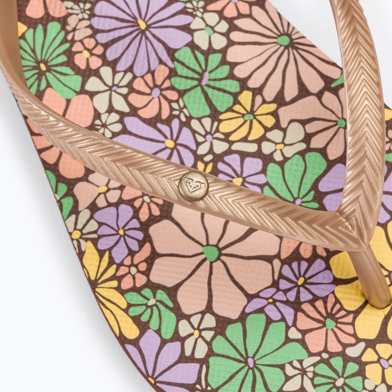 Women's ROXY Bermuda Print flip flops brown combo 8