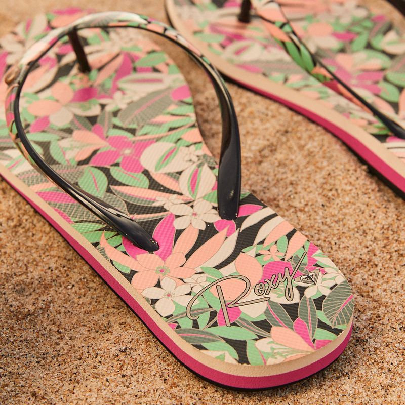 ROXY Portofino III women's flip flops black/pink/soft lime 10