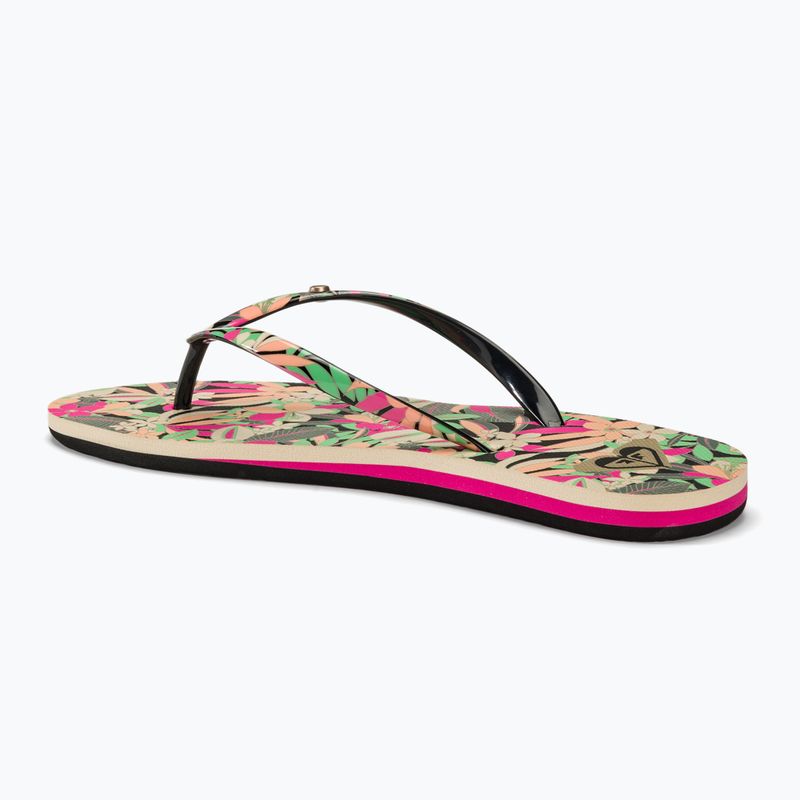 ROXY Portofino III women's flip flops black/pink/soft lime 3