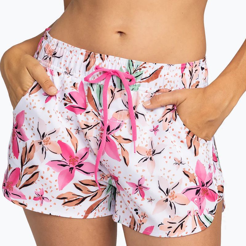 Women's ROXY Wave Printed 2 white happy tropical swim shorts 2