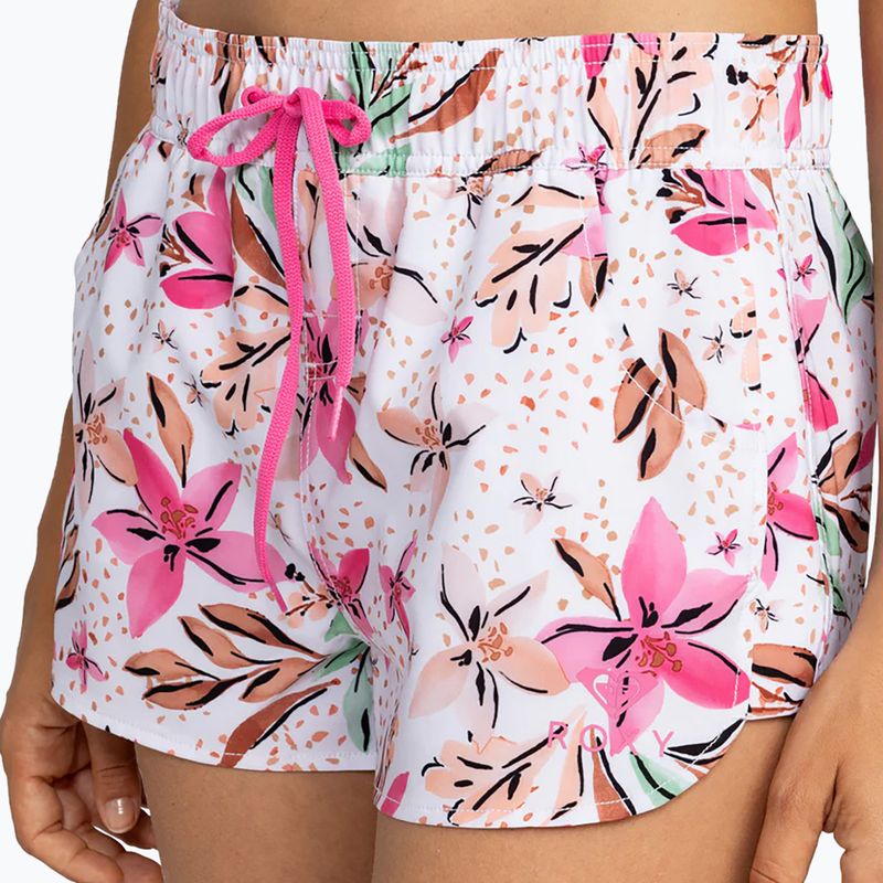 Women's ROXY Wave Printed 2 white happy tropical swim shorts 4