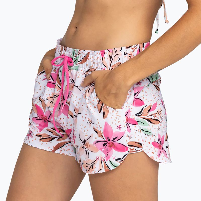 Women's ROXY Wave Printed 2 white happy tropical swim shorts 5