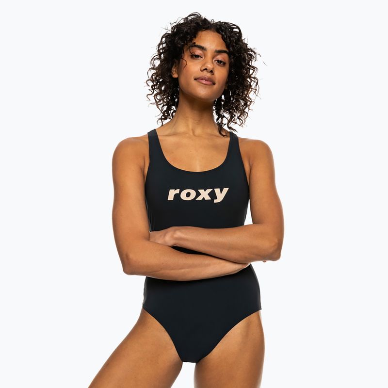Women's one-piece swimsuit ROXY Active Cross anthracite 4