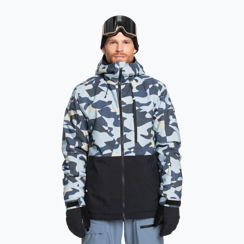 Men's snowboard jacket Quiksilver Mission Printed Block puzzle camo ice flow