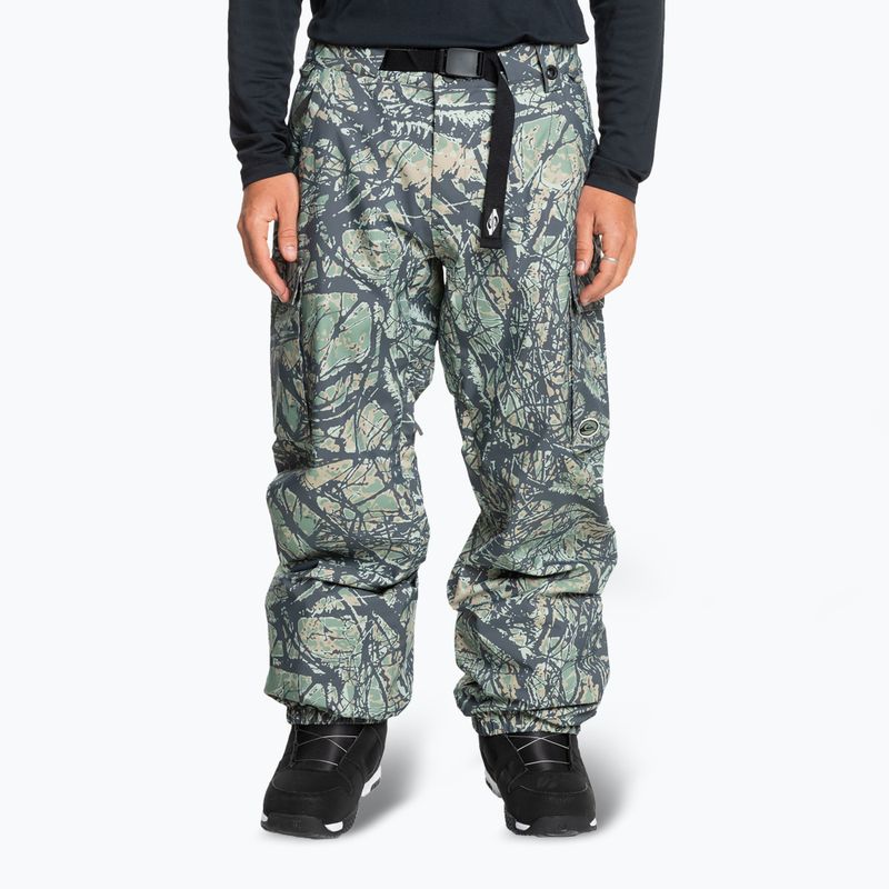 Men's Quiksilver Snow Down Cargo woodland abstract sea spray snowboard trousers