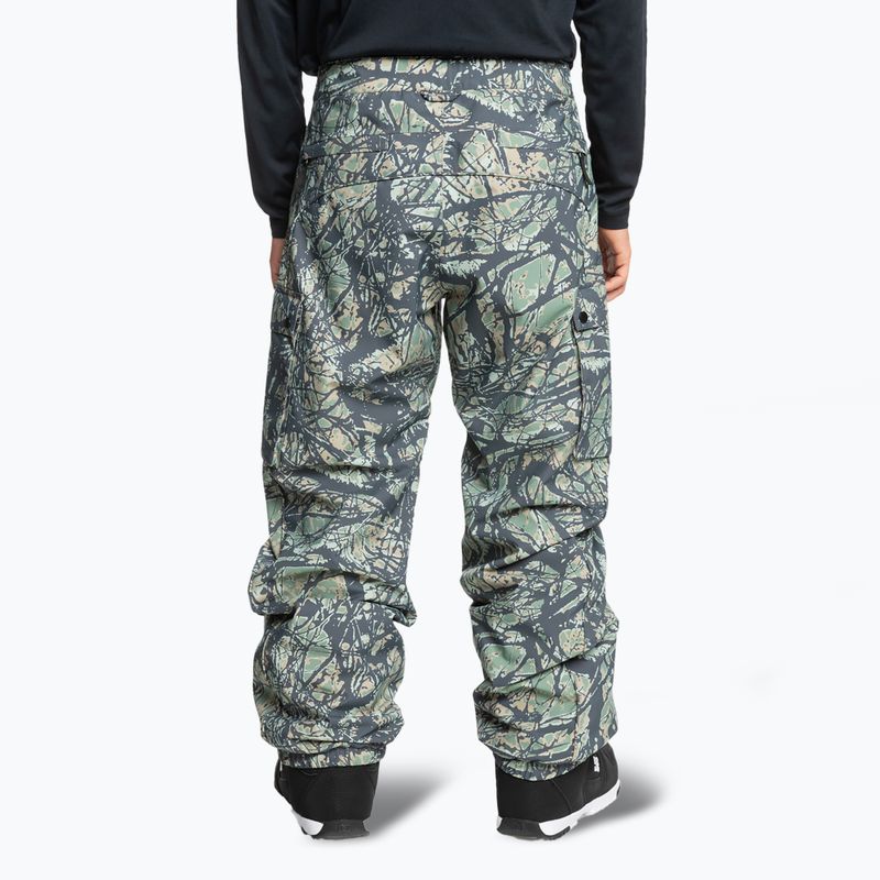 Men's Quiksilver Snow Down Cargo woodland abstract sea spray snowboard trousers 3