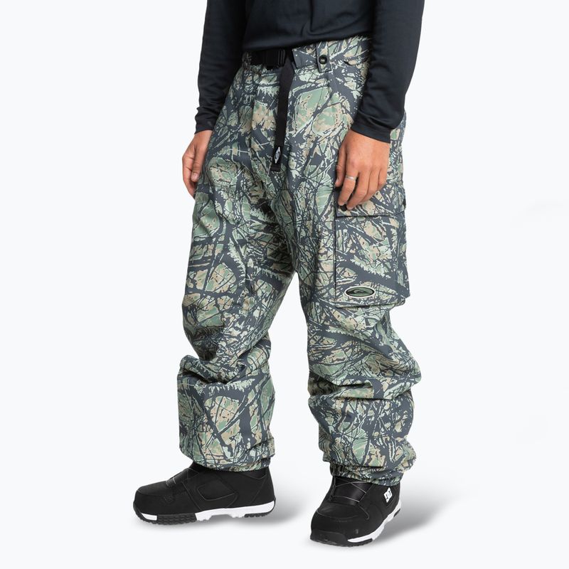 Men's Quiksilver Snow Down Cargo woodland abstract sea spray snowboard trousers 4