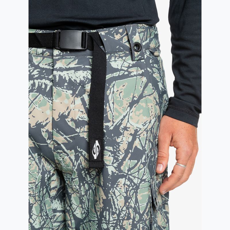 Men's Quiksilver Snow Down Cargo woodland abstract sea spray snowboard trousers 5