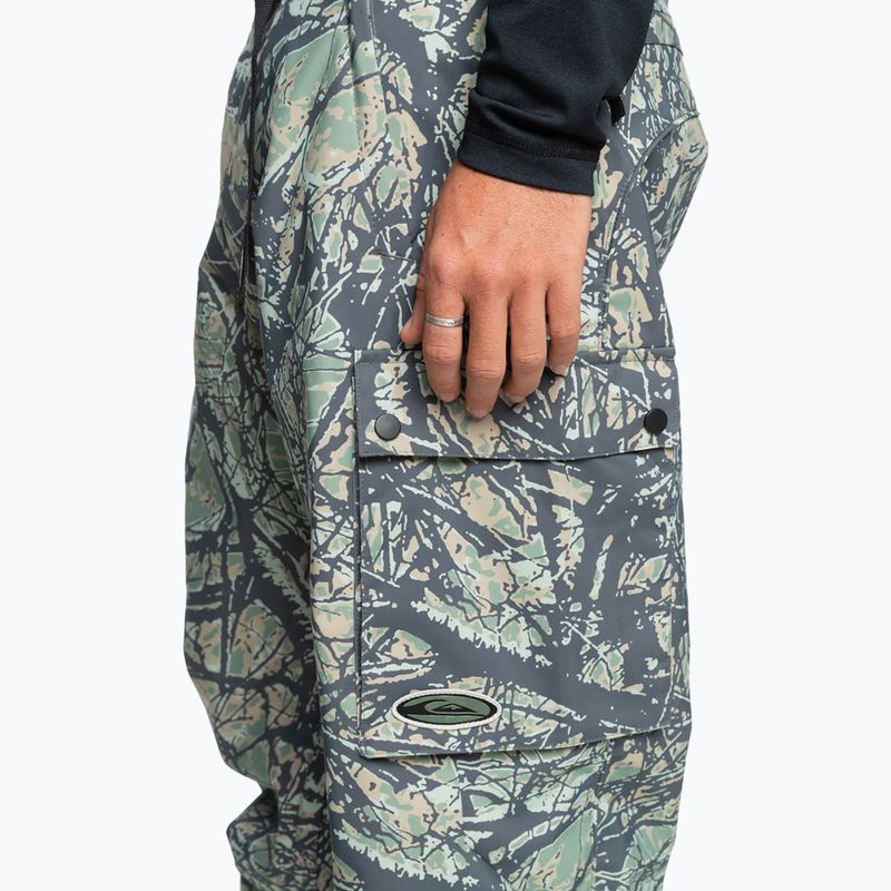 Men's Quiksilver Snow Down Cargo woodland abstract sea spray snowboard trousers 6