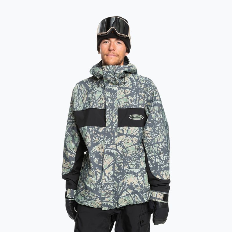 Men's snowboard jacket Quiksilver High Altitude 20K woodland abstract sea spray