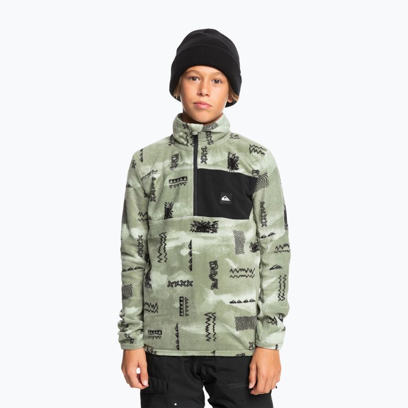 Quiksilver Aker Half Zip Fleece children's snowboard sweatshirt shadow checks desert sage