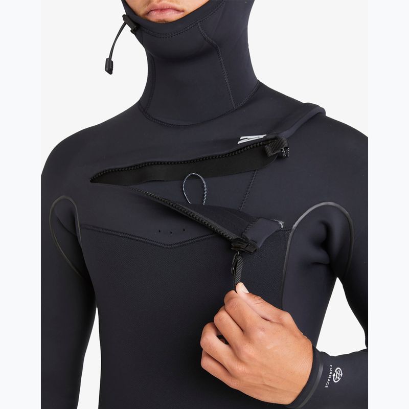 Men's wetsuit Billabong 5/4mm Furnace Natural Chest Zip Hooded Black 6