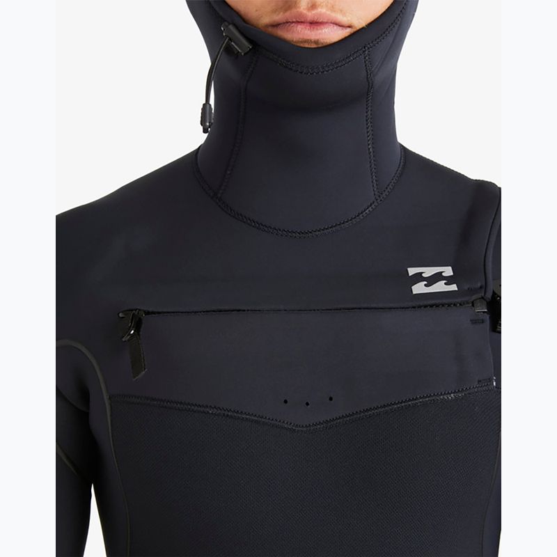 Men's wetsuit Billabong 5/4mm Furnace Natural Chest Zip Hooded Black 7
