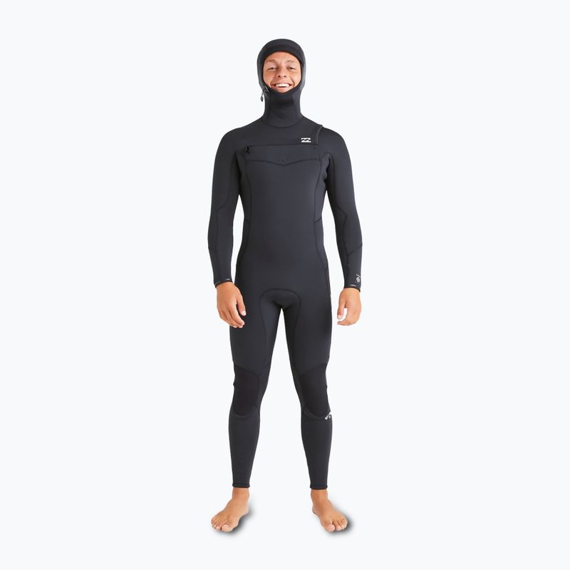 Men's wetsuit Billabong 5/4mm Absolute Natural Chest Zip Hooded Black 2