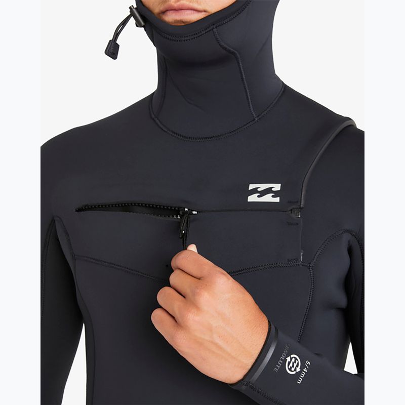 Men's wetsuit Billabong 5/4mm Absolute Natural Chest Zip Hooded Black 5