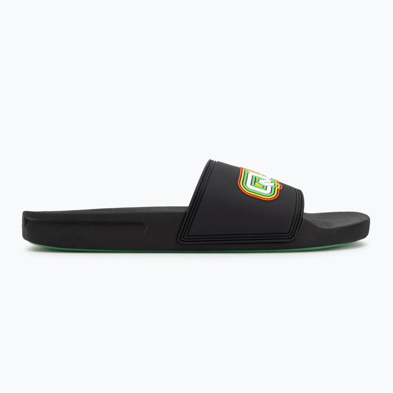 Quiksilver men's Rivi Wordmark Slide II black rasta flip-flops 2