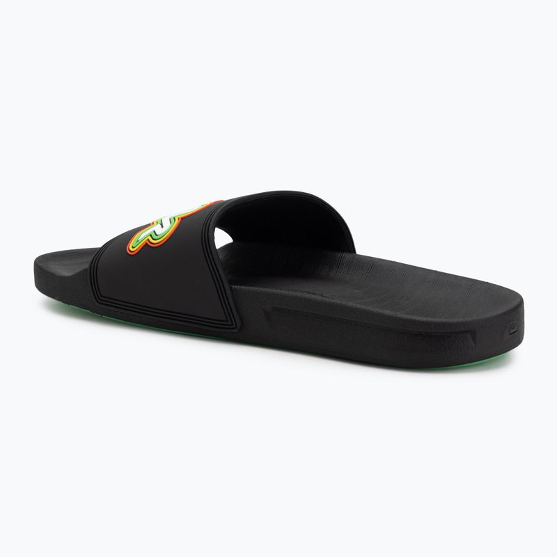 Quiksilver men's Rivi Wordmark Slide II black rasta flip-flops 3
