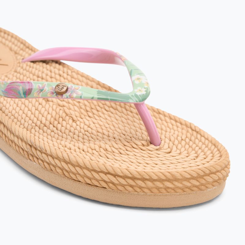 ROXY South Beach III green/pink women's flip flops 7