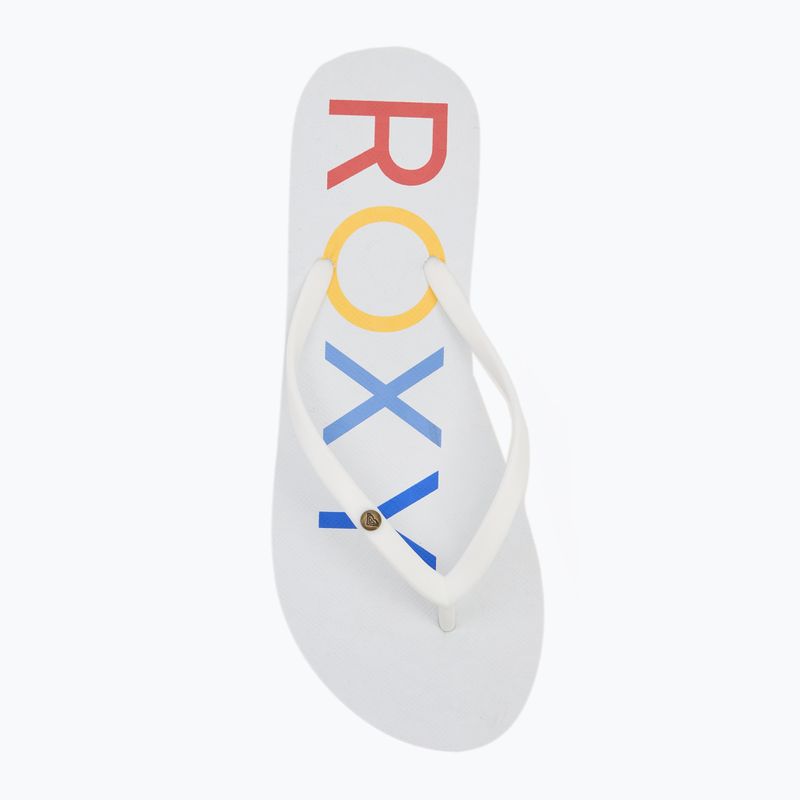 ROXY Sandy III women's flip flops white/rainbow monogram 5