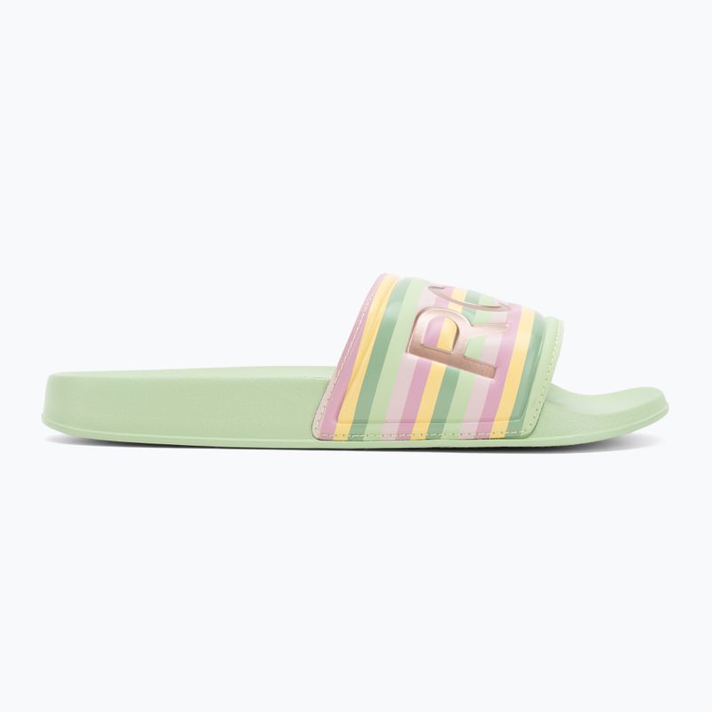Women's ROXY Slippy II green stripe flip-flops 2