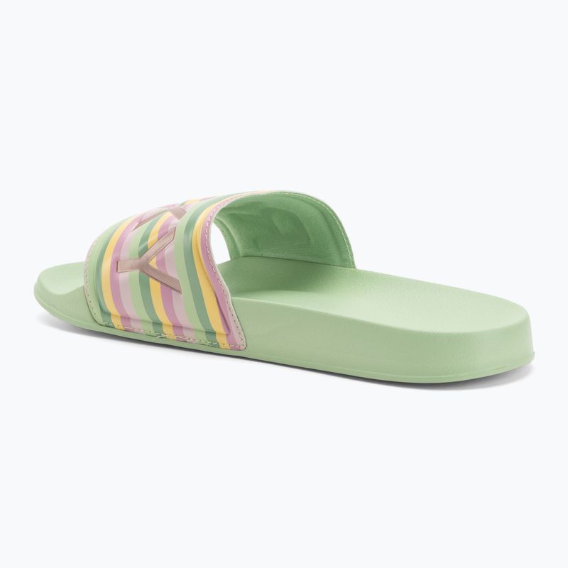 Women's ROXY Slippy II green stripe flip-flops 3