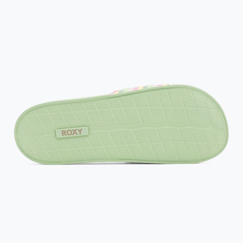 Women's ROXY Slippy II green stripe flip-flops 4